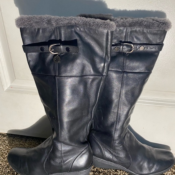Women’s Basto Black Leather Winter Boots Size 8 - Picture 3 of 11